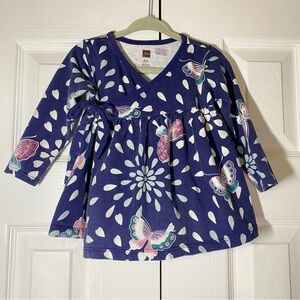 Tea Collection Butterfly Kimono Wrap Dress Navy